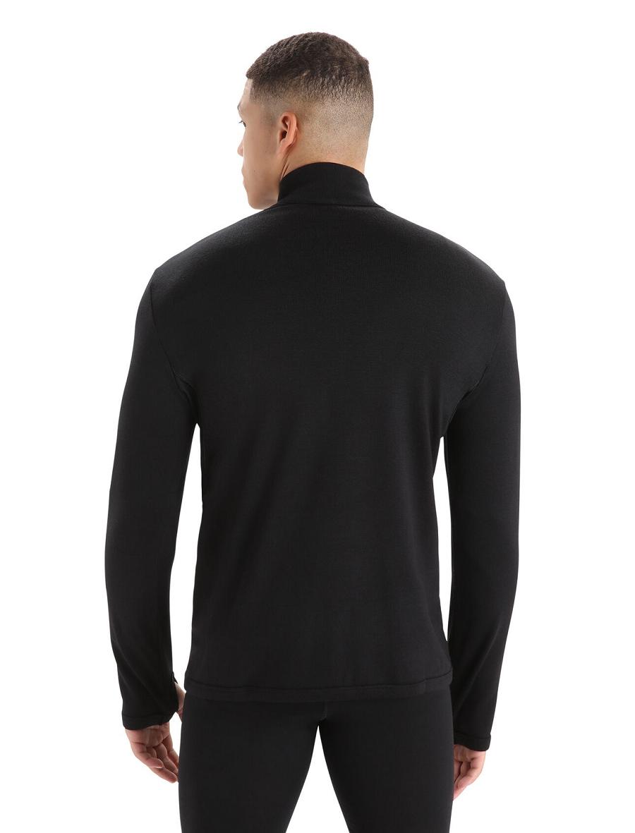 Men's Icebreaker Merino Original Long Sleeve Half Zip Hoodie Black | CA 1675TCEV